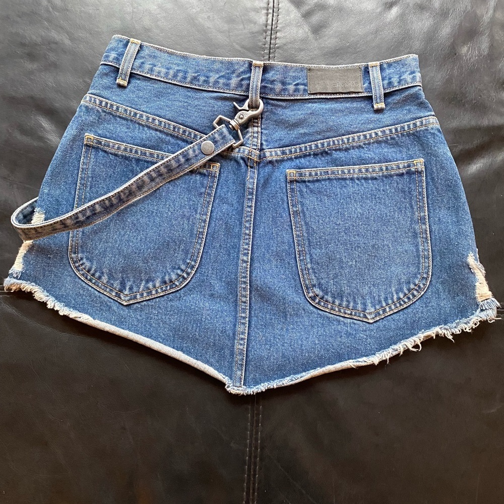 Carmar Delphius Beatrice Harness Distressed Denim Skirt, Size 27 - Picture 6 of 10